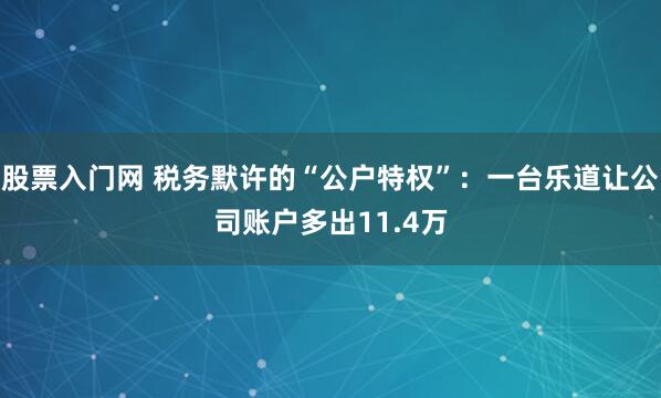 股票入门网 税务默许的“公户特权”：一台乐道让公司账户多出11.4万